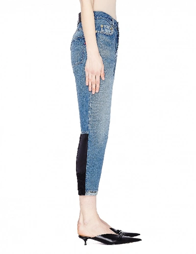 Shop Undercover Cropped Jeans With Contrast Inserts In Blue