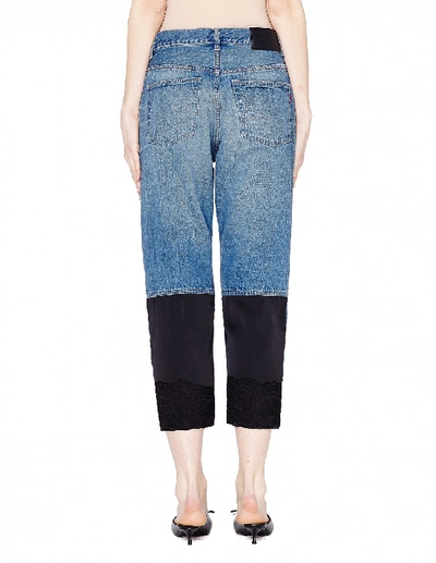 Shop Undercover Cropped Jeans With Contrast Inserts In Blue