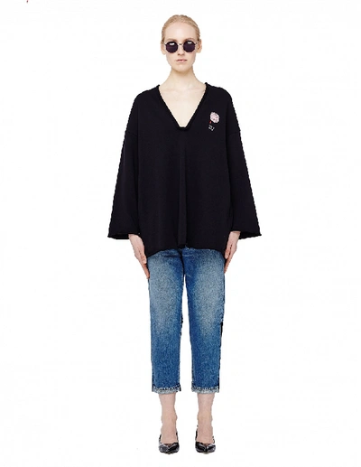 Undercover Cropped Jeans With Contrast Inserts In Blue