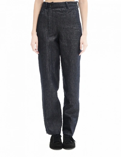 Shop Yohji Yamamoto Linen And Cotton Trousers In Grey