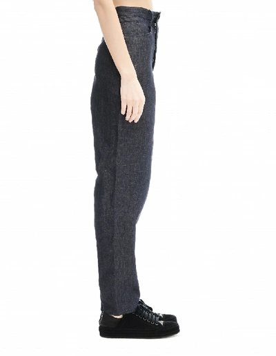 Shop Yohji Yamamoto Linen And Cotton Trousers In Grey