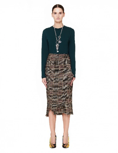 Shop Vetements Distressed Checked Wool Wrap Skirt In Brown