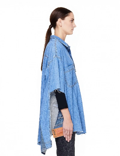 Shop Vetements Levi's Denim Shirt With Cutout Sleeves In Blue