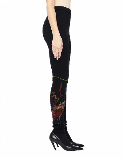 Shop Yohji Yamamoto Printed Wool Leggings In Black