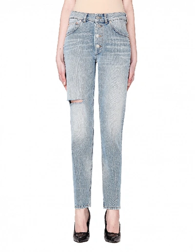 Shop Balenciaga High-waisted Blue Jeans