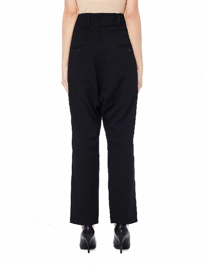 Shop Yohji Yamamoto Black Wool Trousers