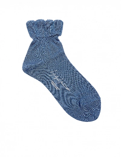 Shop Yohji Yamamoto Blue Cotton Socks