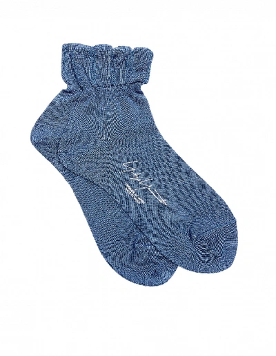 Shop Yohji Yamamoto Blue Cotton Socks