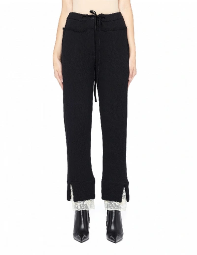 Shop Ann Demeulemeester Lace Trimmed Drawstring Pants In Black