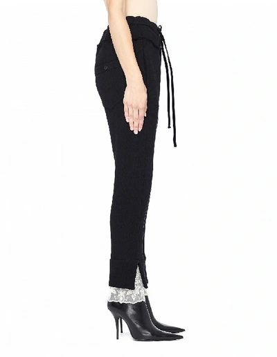 Shop Ann Demeulemeester Lace Trimmed Drawstring Pants In Black