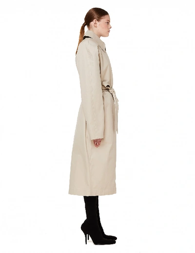 Shop Balenciaga Grey Padded Shoulders Coat In Beige