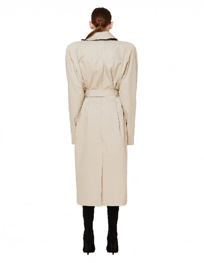 Shop Balenciaga Grey Padded Shoulders Coat In Beige