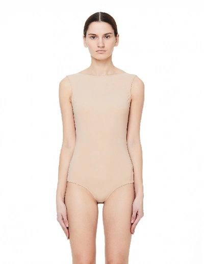 Shop Maison Margiela Beige Open Back Bodysuit