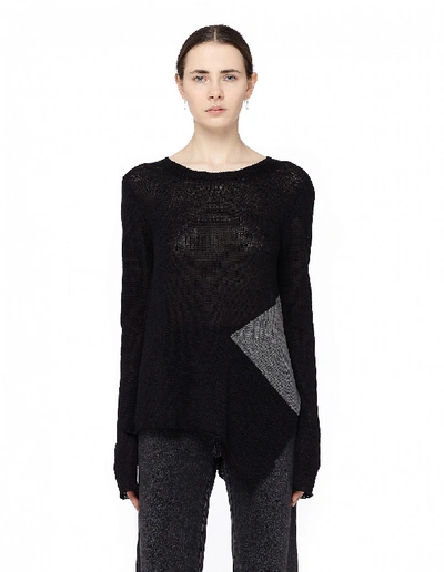 Shop Yohji Yamamoto Asymmetric Button-down Sweater In Black