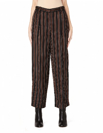 Shop The Row Striped Viscose Trousers In Brown