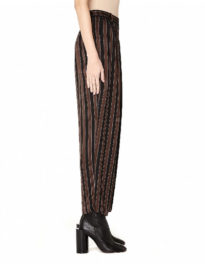 Shop The Row Striped Viscose Trousers In Brown