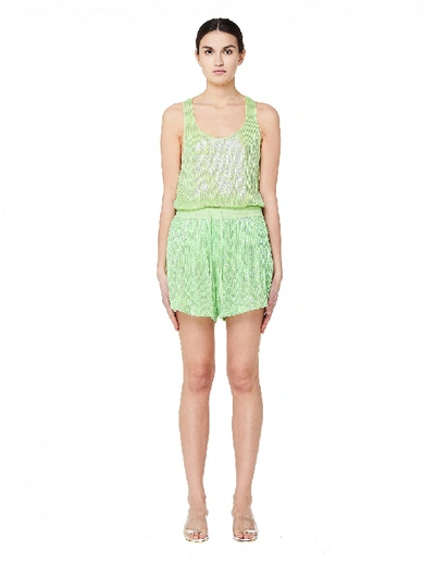 Shop Ashish Green Sequin Shorts