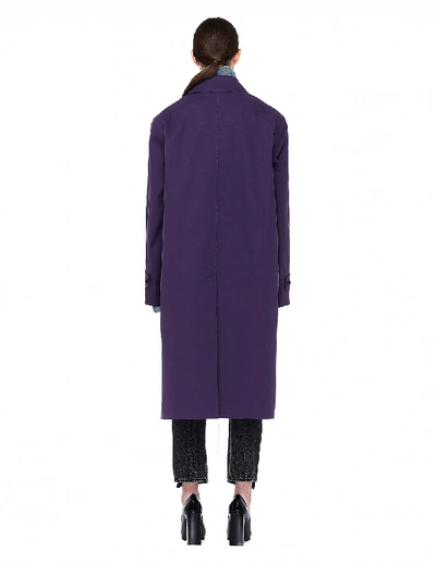 Shop Maison Margiela Reversible Coat With Denim Inside In Purple