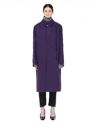 Shop Maison Margiela Reversible Coat With Denim Inside In Purple