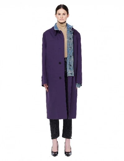 Shop Maison Margiela Reversible Coat With Denim Inside In Purple