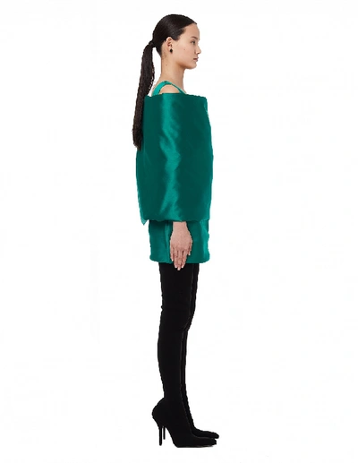 Shop Balenciaga Green Drapered Mini Dress