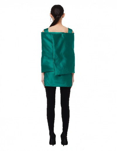 Shop Balenciaga Green Drapered Mini Dress