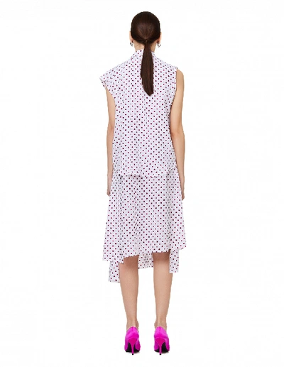 Shop Balenciaga Convertible Viscose Polka Dot Dress In White