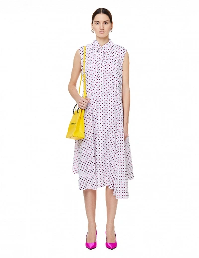 Shop Balenciaga Convertible Viscose Polka Dot Dress In White