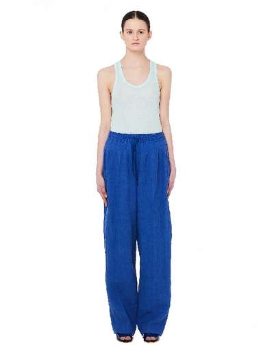 Shop Haider Ackermann Blue Cotton & Linen Trousers