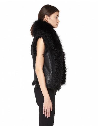 Shop L.g.b. Fur Vest In Black