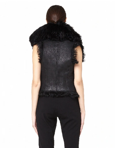 Shop L.g.b. Fur Vest In Black