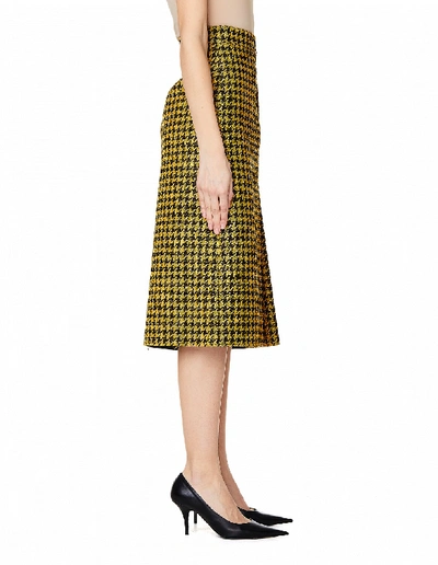 Shop Balenciaga Wool Checked Pencil Skirt In Yellow