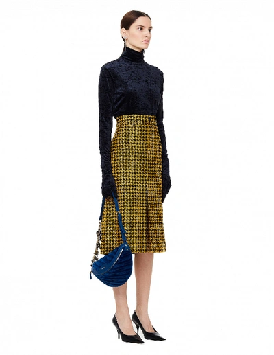 Shop Balenciaga Wool Checked Pencil Skirt In Yellow