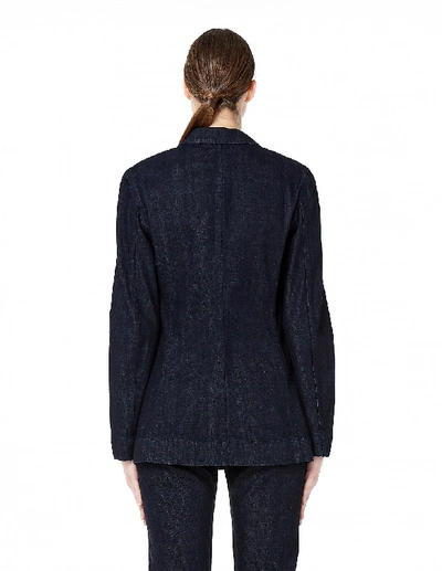 Shop The Row Double Breasted Denim Jacket In Navy Blue