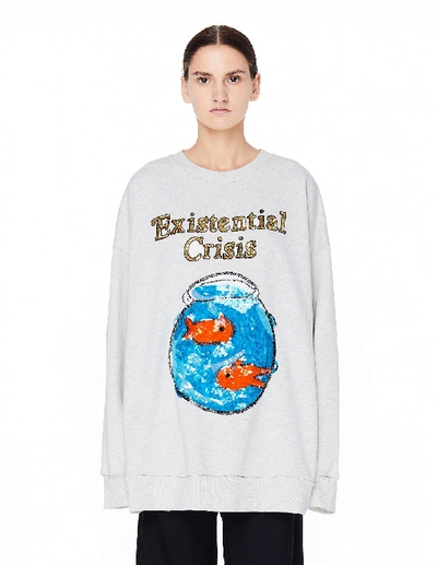 Shop Ashish Grey Sequined Sweatshirt