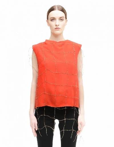 Shop Damir Doma Red Fishnet Top