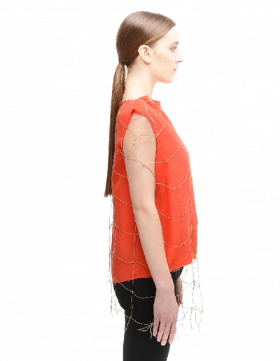 Damir Doma Red Fishnet Top In Red