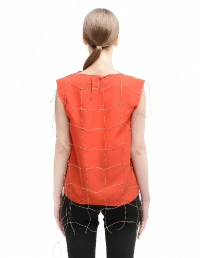 Shop Damir Doma Red Fishnet Top