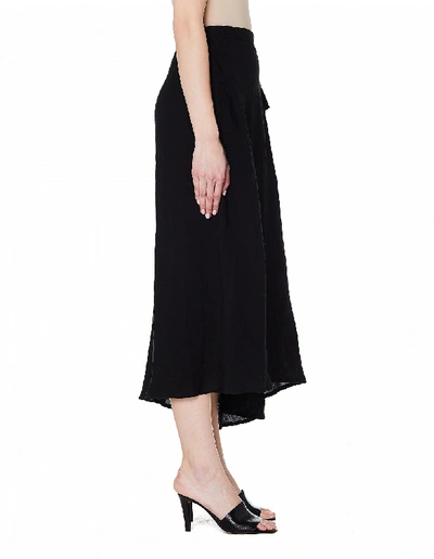 Shop Yohji Yamamoto Black Asymmetric Linen Skirt