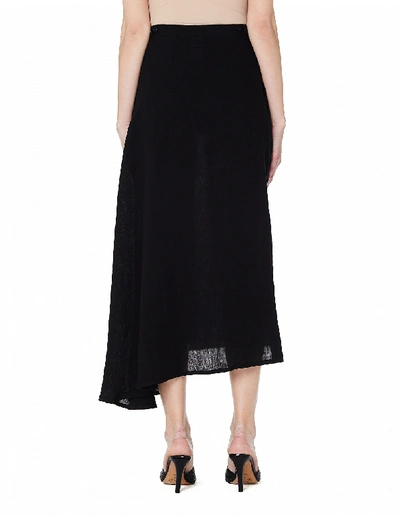 Shop Yohji Yamamoto Black Asymmetric Linen Skirt