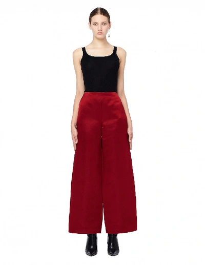 Shop The Row Strom Wide Leg Red Silk Pants