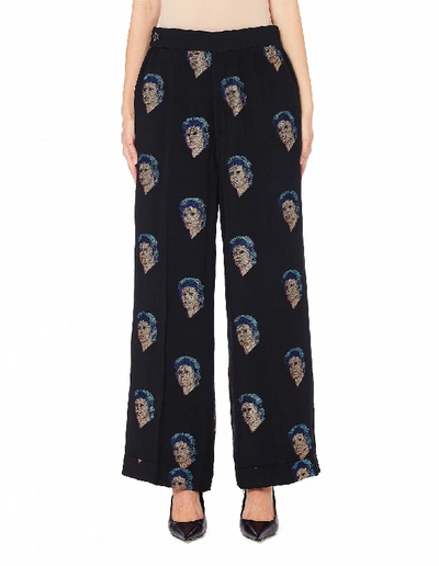 Shop Undercover Ziggy Stardust Embroidered Black Trousers