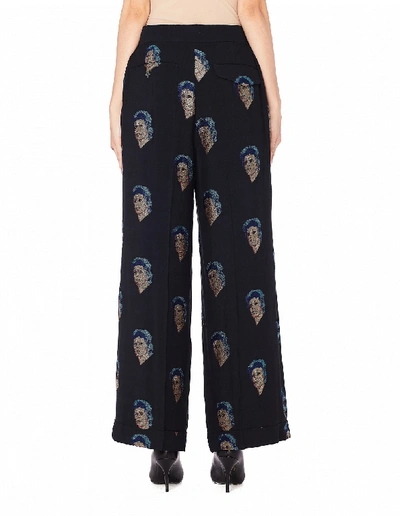 Shop Undercover Ziggy Stardust Embroidered Black Trousers