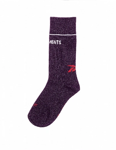 Shop Vetements Lurex Logo Socks In Purple