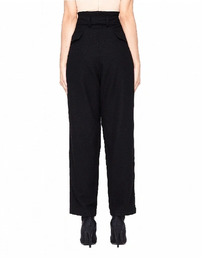 Shop Y's Belted Wool Trousers In Black