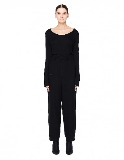 Shop Y's Belted Wool Trousers In Black