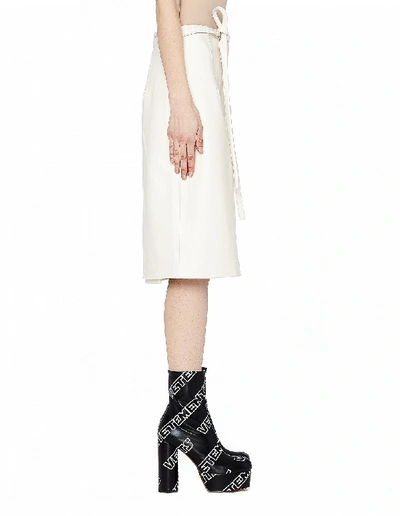 Shop Vetements Leather Wrap Skirt In White