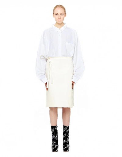 Shop Vetements Leather Wrap Skirt In White