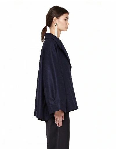 Shop The Row Wool And Neylon Peacoat In Navy Blue