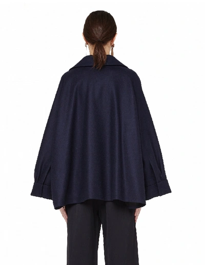 Shop The Row Wool And Neylon Peacoat In Navy Blue